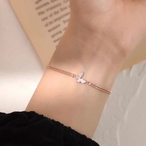 CZ Rose Gold Layered Butterfly Bracelet